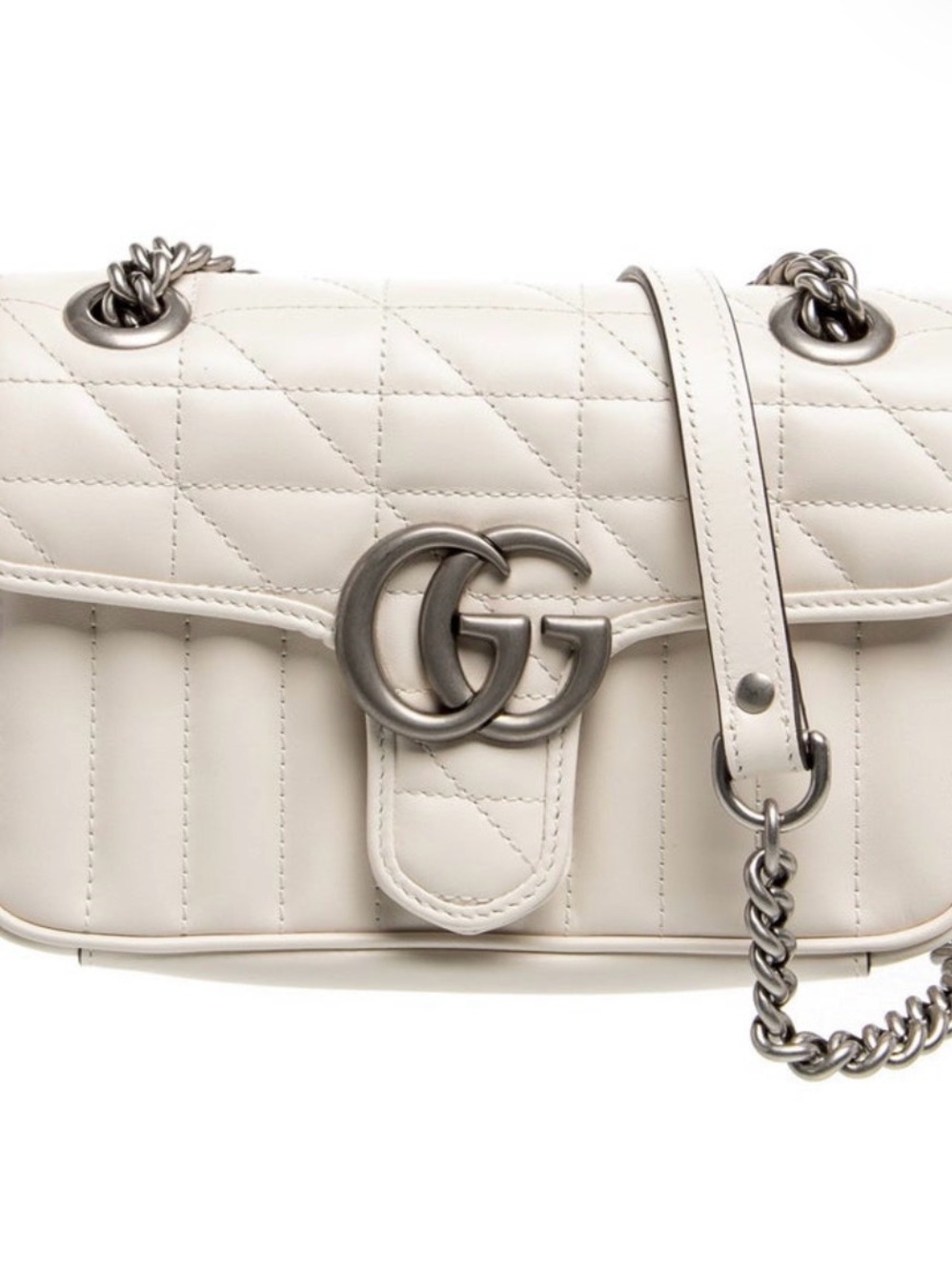 Gucci Cream Quilted GG Chain Shoulder Bag